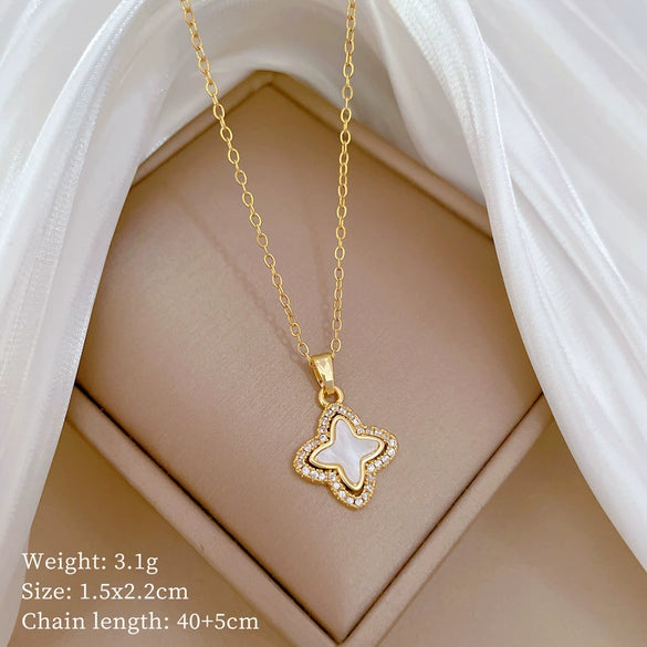 Titanium Steel Geometric Light Luxury Natural Style Necklace And Earrings Set With Electroplating Treatment