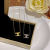 Titanium Steel Geometric Light Luxury Pendant Necklace For Women With Electroplating And Mixed Gemstone Setting