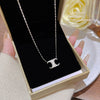 Titanium Steel Geometric Light Luxury Pendant Necklace For Women With Electroplating And Mixed Gemstone Setting