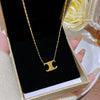 Titanium Steel Geometric Light Luxury Pendant Necklace For Women With Electroplating And Mixed Gemstone Setting