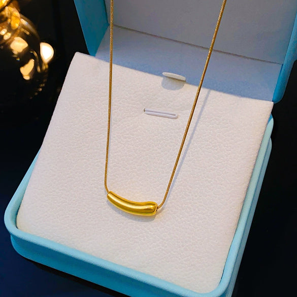Titanium Steel Geometric Light Luxury Snake Bone Chain Necklace With Eggplant Pendant For Women Electroplated