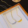 Titanium Steel Geometric Light Luxury Snake Bone Chain Necklace With Eggplant Pendant For Women Electroplated