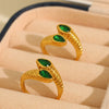 316L Stainless Steel Geometric Light Luxury Women's Ring With Zircon And Pearl Electroplated Jewelry