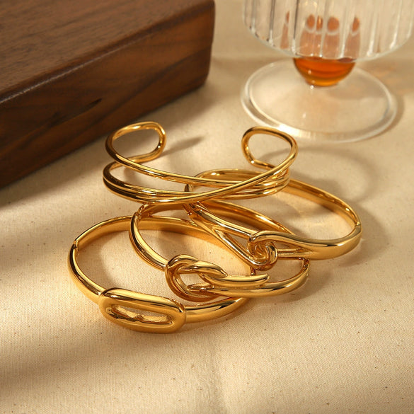Titanium Steel Geometric Lines Electroplated Ladies Bracelet