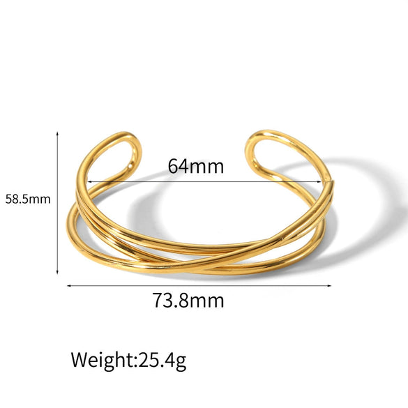 Titanium Steel Geometric Lines Electroplated Ladies Bracelet