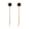 Titanium Steel Geometric Long Tassel Twoleaf Clover Allmatch Women's Earrings