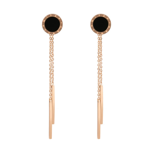 Titanium Steel Geometric Long Tassel Twoleaf Clover Allmatch Women's Earrings