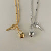 Titanium Steel Geometric Love Pendant Key Lock Couple Multilayer Stacked Diamond Mixed Gemstone Inlay 18K Gold Plated Pendant Necklace