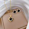 Titanium Steel Geometric Lucky Grass Jewelry Set With Electroplating For Women Minimalist Style