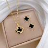 Titanium Steel Geometric Lucky Grass Jewelry Set With Electroplating For Women Minimalist Style