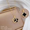 Titanium Steel Geometric Lucky Grass Jewelry Set With Electroplating For Women Minimalist Style