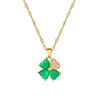 Titanium Steel Geometric Lucky Grass Microinlaid Real Gold Zircon Necklace Cartoon Style