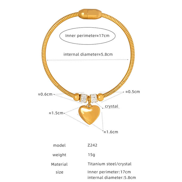 316L Stainless Steel Geometric Magnetic Pendant Bracelet Jewelry Electroplated For Women