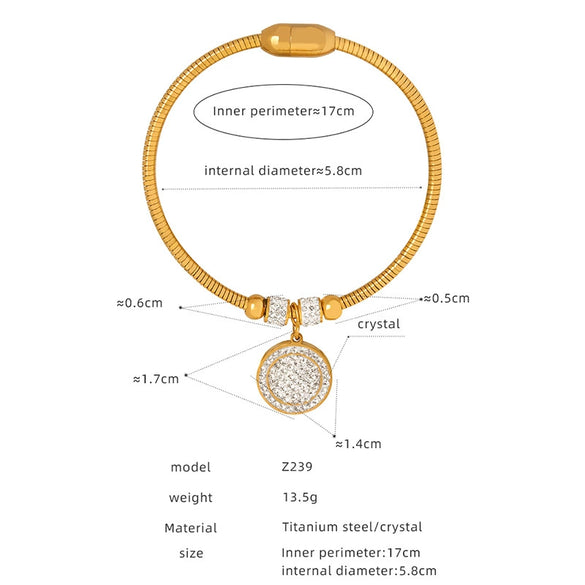 316L Stainless Steel Geometric Magnetic Pendant Bracelet Jewelry Electroplated For Women