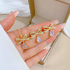 Titanium Steel Geometric Micro Inlay Women's Necklace Earrings Set With Electroplating