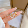 Titanium Steel Geometric Microinlaid Light Luxury Women's Ring Necklace Earrings Set With Electroplating