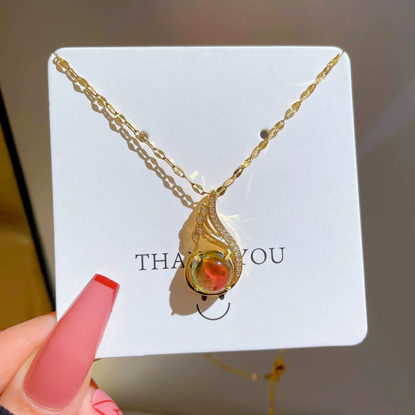 Titanium Steel Geometric Microinlaid Real Gold Diamond Women's Necklace