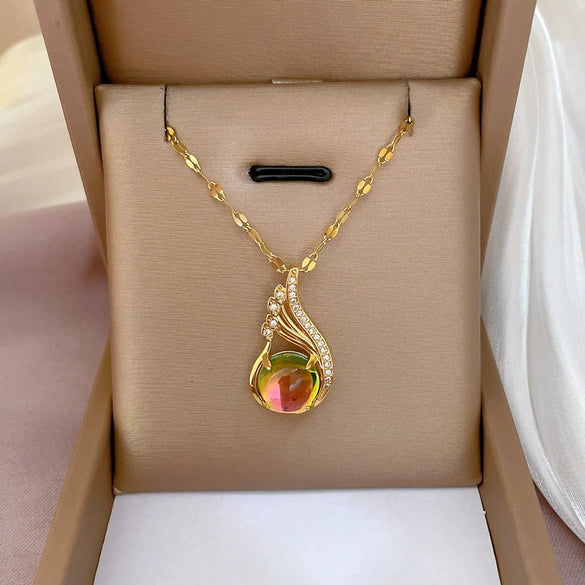 Titanium Steel Geometric Microinlaid Real Gold Diamond Women's Necklace