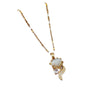 Titanium Steel Geometric Microinlaid Real Gold Fox Opal Women's Necklace With Diamond Design
