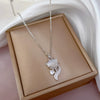 Titanium Steel Geometric Microinlaid Real Gold Fox Opal Women's Necklace With Diamond Design