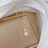 Titanium Steel Geometric Microinlaid Real Gold Zircon Necklace For Women