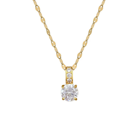 Titanium Steel Geometric Microinlaid Real Gold Zircon Necklace For Women