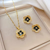 Titanium Steel Geometric Microinlaid Women's Necklace Earrings Set With Electroplating