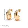 Titanium Steel Geometric Minimalist Microinlaid Electroplated Drop Earrings For Women