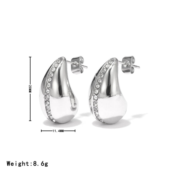 Titanium Steel Geometric Minimalist Microinlaid Electroplated Drop Earrings For Women