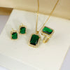 Titanium Steel Geometric Mixed Gemstone Pendant Jewelry Set With O Word Chain Electroplating Light Luxury Style