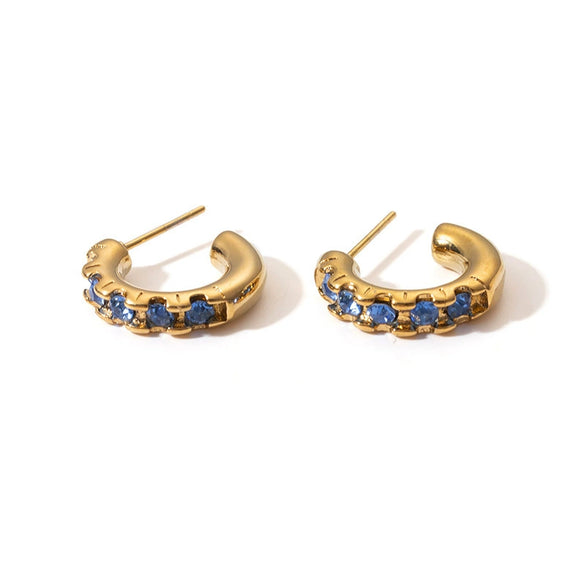 Titanium Steel Geometric Multicolor Zircon Earrings With 18K Gold Plated Electroplating Light Luxury Style Unisex