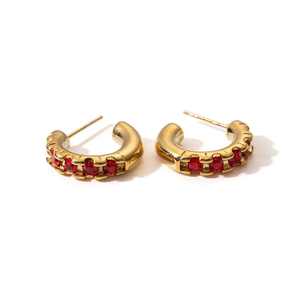 Titanium Steel Geometric Multicolor Zircon Earrings With 18K Gold Plated Electroplating Light Luxury Style Unisex