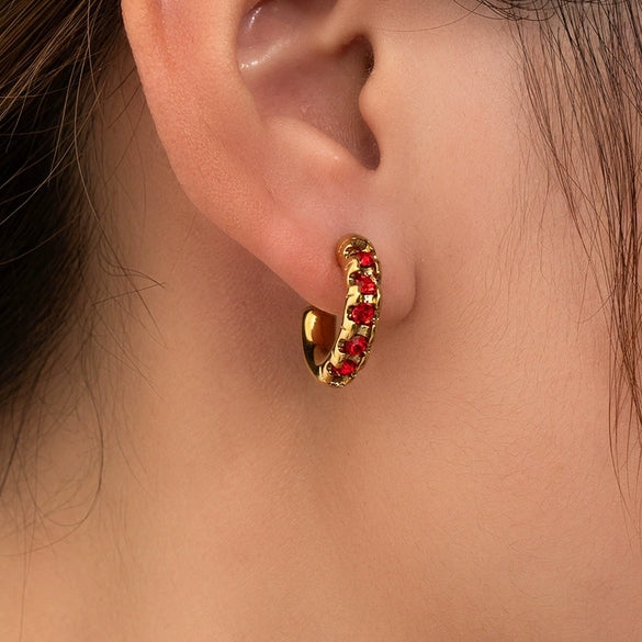 Titanium Steel Geometric Multicolor Zircon Earrings With 18K Gold Plated Electroplating Light Luxury Style Unisex