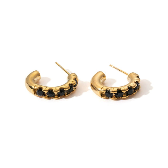 Titanium Steel Geometric Multicolor Zircon Earrings With 18K Gold Plated Electroplating Light Luxury Style Unisex