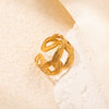 Titanium Steel Geometric Multilayer Ring With Heart Shape Flower Leaves Letters Numbers Text Pattern 18K Gold Plated Open Adjustable Style