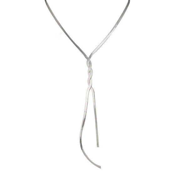 Titanium Steel Geometric Niche Necklace With Long Tassel Snake Bone Chain And Earrings Luxury Style