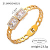 316L Stainless Steel Geometric Niche Retro Jewelry Plated 18K Gold Bracelet Inlaid With Colored Diamond