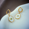 Titanium Steel Geometric Oil Dripping Sunflower Pendant Earrings For Women With Electroplating