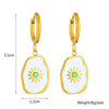 Titanium Steel Geometric Oil Dripping Sunflower Pendant Earrings For Women With Electroplating