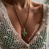 Titanium Steel Geometric Oil Drop Cross Pendant Necklace With Electroplating And O Word Chain