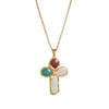 Titanium Steel Geometric Oil Drop Cross Pendant Necklace With Electroplating And O Word Chain