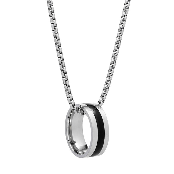 Titanium Steel Geometric Oil Drop Pendant Pearl Chain Necklace Unisex Polished