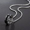 Titanium Steel Geometric Oil Drop Pendant Pearl Chain Necklace Unisex Polished