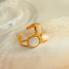 316L Stainless Steel Geometric Open Ring Inlaid With Cat's Eye Electroplated For Women
