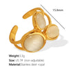 316L Stainless Steel Geometric Open Ring Inlaid With Cat's Eye Electroplated For Women