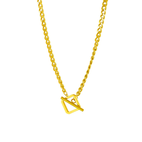 Titanium Steel Geometric Ot Buckle Hiphop Necklace With Electroplating