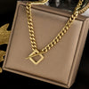 Titanium Steel Geometric Ot Buckle Hiphop Necklace With Electroplating
