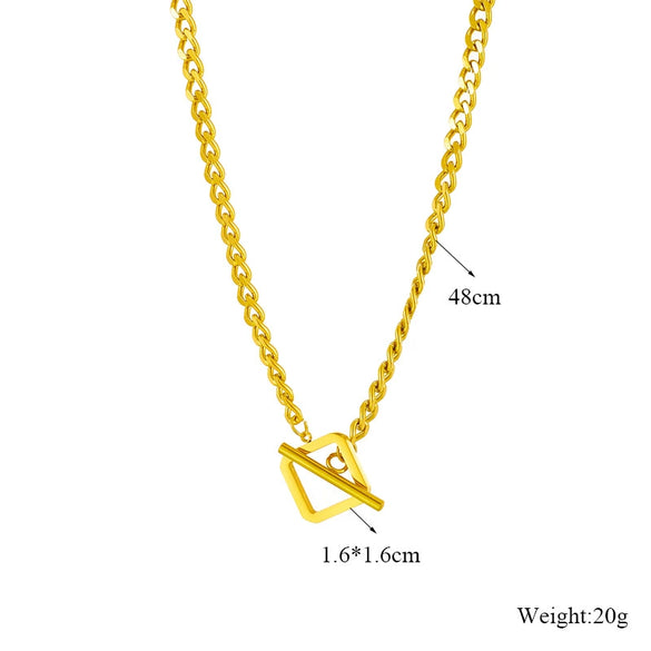 Titanium Steel Geometric Ot Buckle Hiphop Necklace With Electroplating