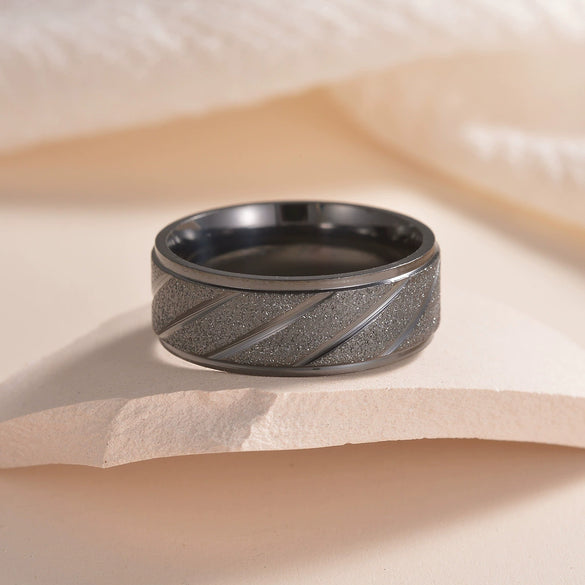 Titanium Steel Geometric Outdoor Ring For Men And Women With Electroplating Treatment