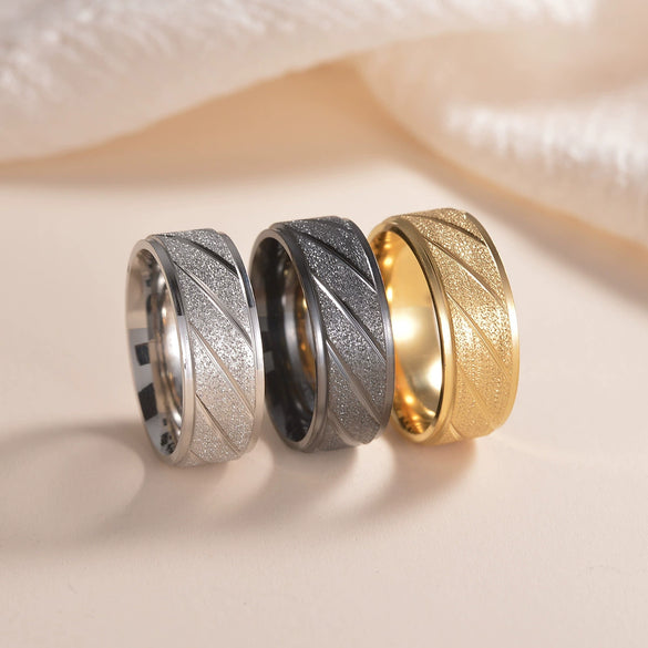 Titanium Steel Geometric Outdoor Ring For Men And Women With Electroplating Treatment